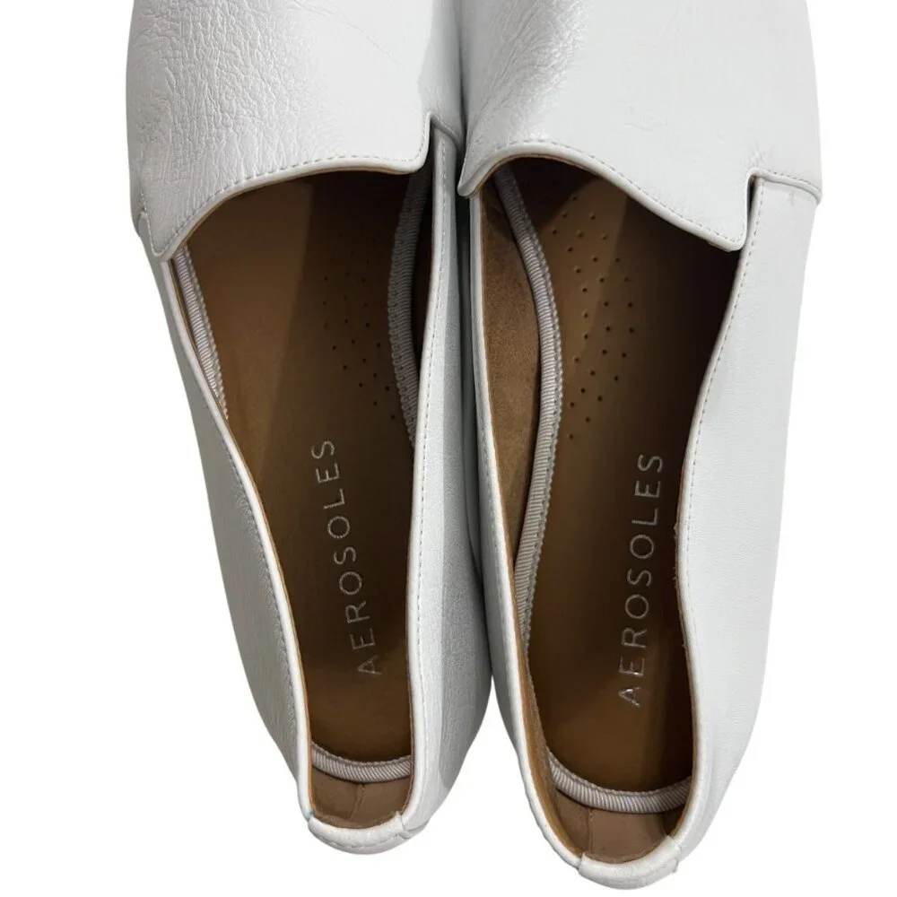 Aerosoles‎ White Hempstead Soft Leather Loafer Flats Comfort Slip-On Shoes 10